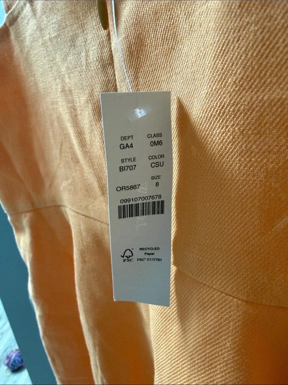 NWT Women's J. Crew Square Neck Orange Dress